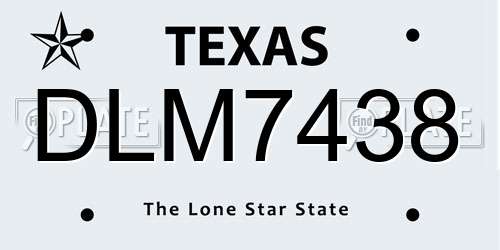 DLM7438 Texas License Plate