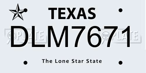 DLM7671 Texas License Plate