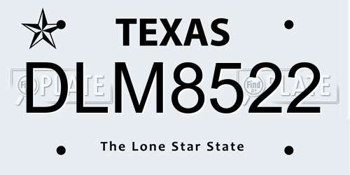 DLM8522 Texas License Plate