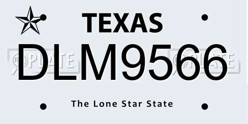 DLM9566 Texas License Plate