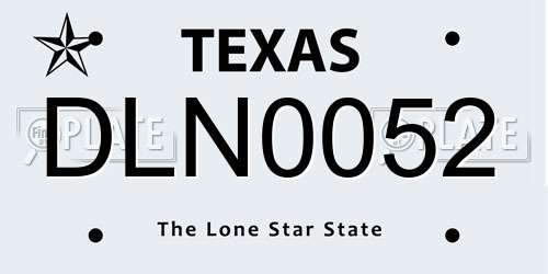 DLN0052 Texas License Plate