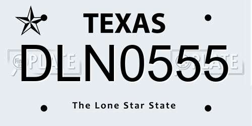 DLN0555 Texas License Plate