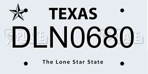 DLN0680 Texas License Plate