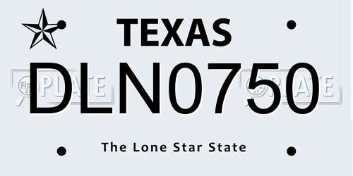 DLN0750 Texas License Plate