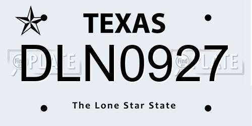 DLN0927 Texas License Plate