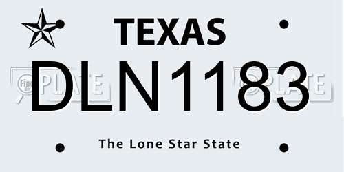 DLN1183 Texas License Plate