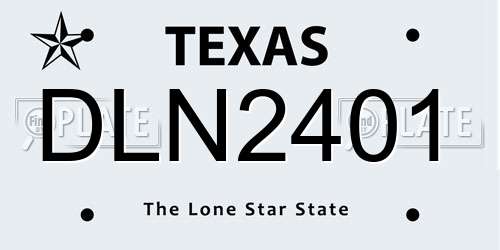 DLN2401 Texas License Plate