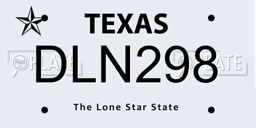 DLN298 Texas License Plate