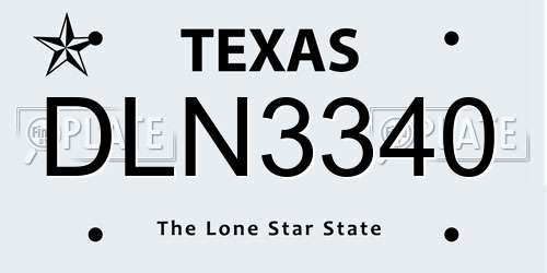 DLN3340 Texas License Plate
