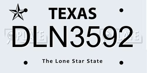 DLN3592 Texas License Plate