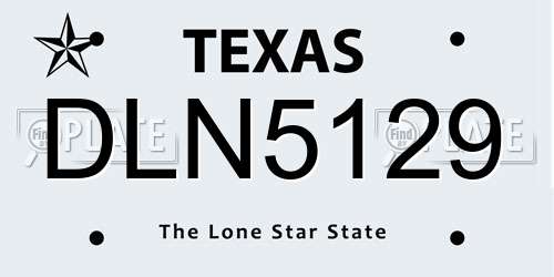 DLN5129 Texas License Plate