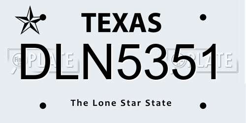 DLN5351 Texas License Plate