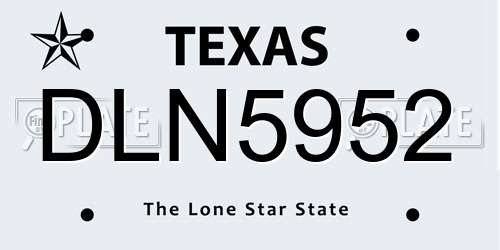 DLN5952 Texas License Plate
