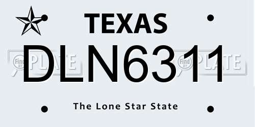 DLN6311 Texas License Plate