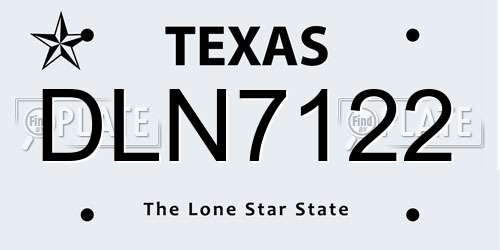 DLN7122 Texas License Plate