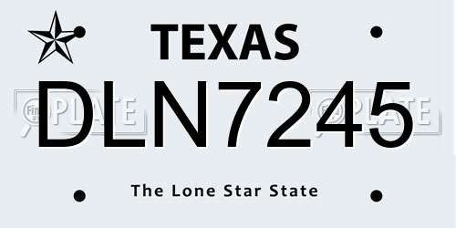 DLN7245 Texas License Plate