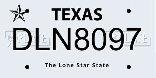DLN8097 Texas License Plate