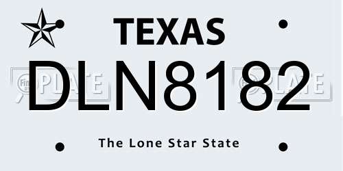 DLN8182 Texas License Plate