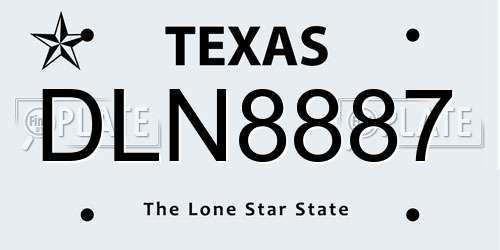 DLN8887 Texas License Plate