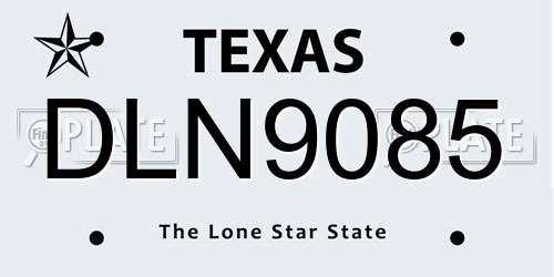 DLN9085 Texas License Plate