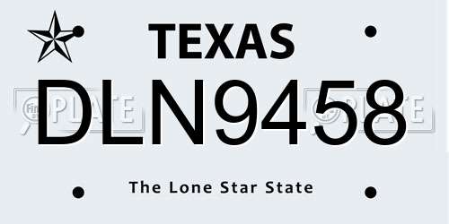 DLN9458 Texas License Plate