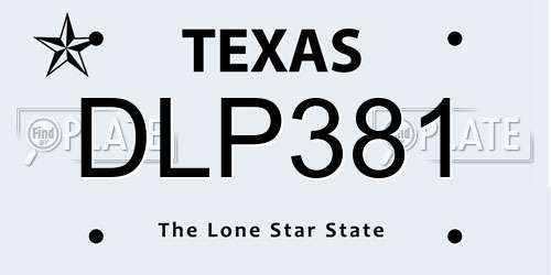 DLP381 Texas License Plate