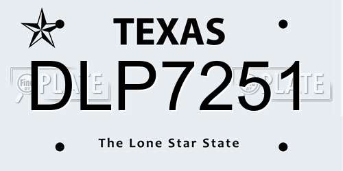 DLP7251 Texas License Plate