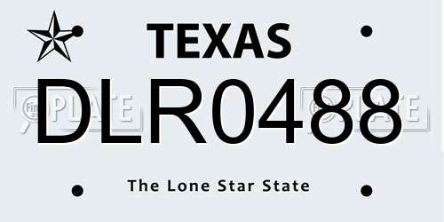 DLR0488 Texas License Plate