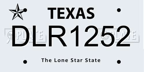 DLR1252 Texas License Plate
