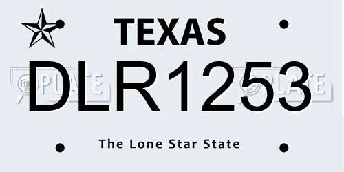 DLR1253 Texas License Plate