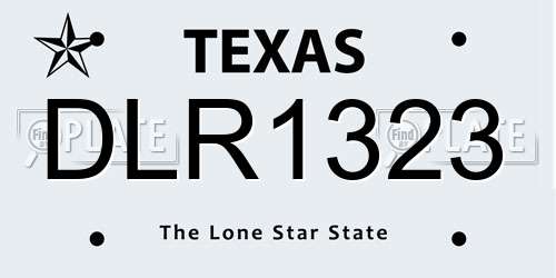 DLR1323 Texas License Plate