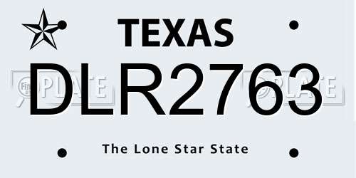 DLR2763 Texas License Plate