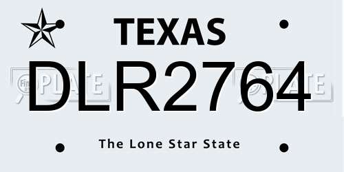 DLR2764 Texas License Plate