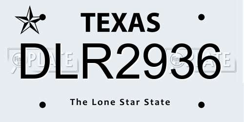DLR2936 Texas License Plate