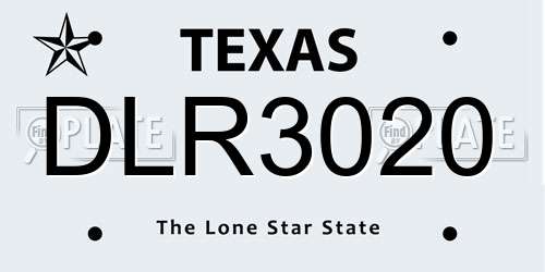 DLR3020 Texas License Plate