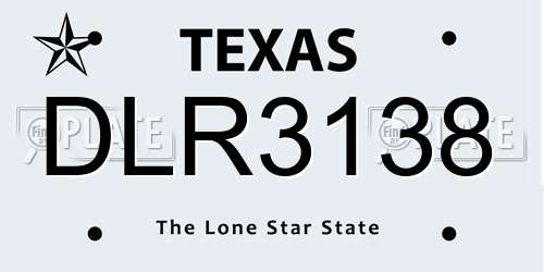DLR3138 Texas License Plate