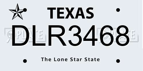 DLR3468 Texas License Plate