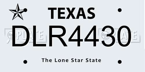 DLR4430 Texas License Plate