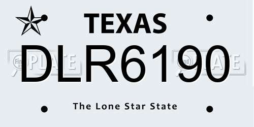 DLR6190 Texas License Plate