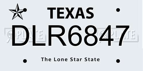 DLR6847 Texas License Plate