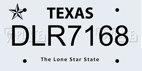 DLR7168 Texas License Plate