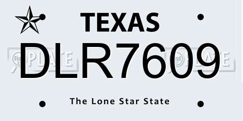 DLR7609 Texas License Plate