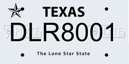 DLR8001 Texas License Plate