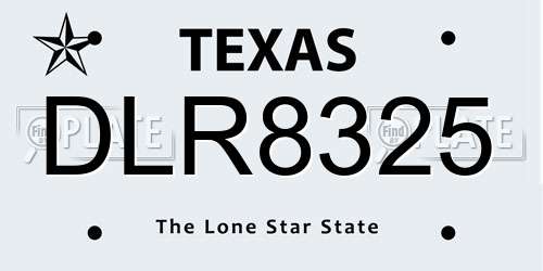 DLR8325 Texas License Plate