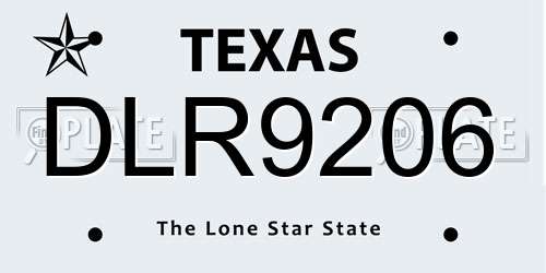 DLR9206 Texas License Plate