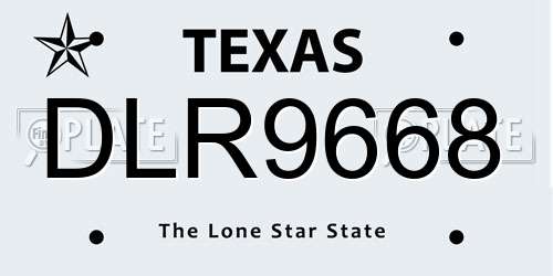 DLR9668 Texas License Plate