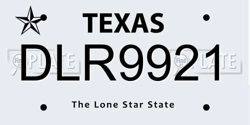 DLR9921 Texas License Plate