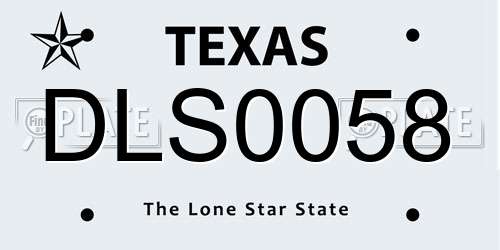 DLS0058 Texas License Plate