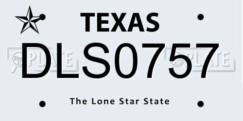 DLS0757 Texas License Plate