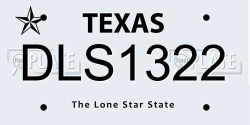 DLS1322 Texas License Plate